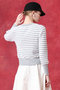 【予約販売】【LOULOU WILLOUGHBY】フェザーボーダーキーネックカーディガン アルアバイル/allureville