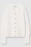 【LOULOU WILLOUGHBY】フェザーボーダーキーネックカーディガン