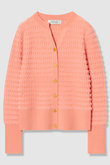 【LOULOU WILLOUGHBY】フェザーボーダーキーネックカーディガン