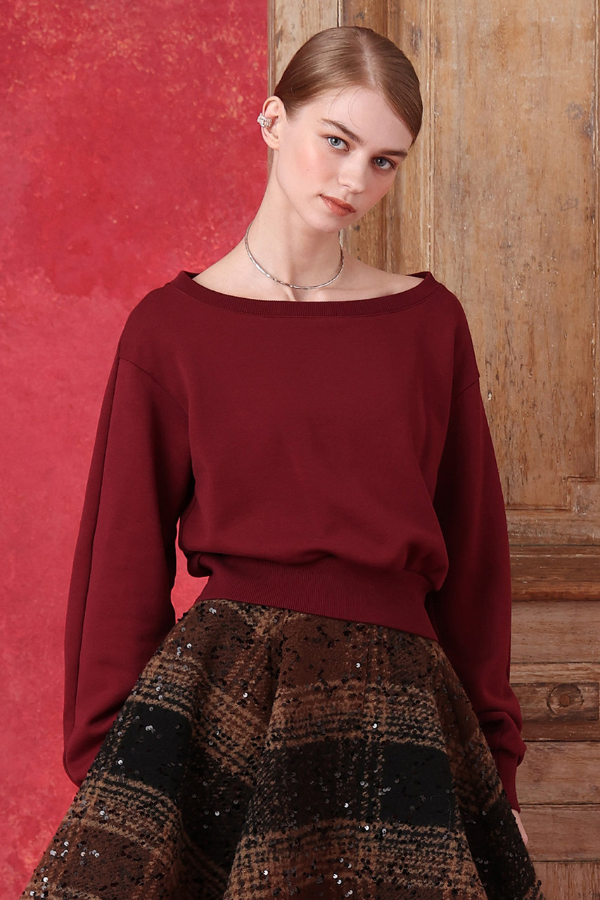 アルアバイル/allurevilleの【予約販売】【LOULOU WILLOUGHBY】オフショルスエットプルオーバー(ボルドー/21262015090-44-020)