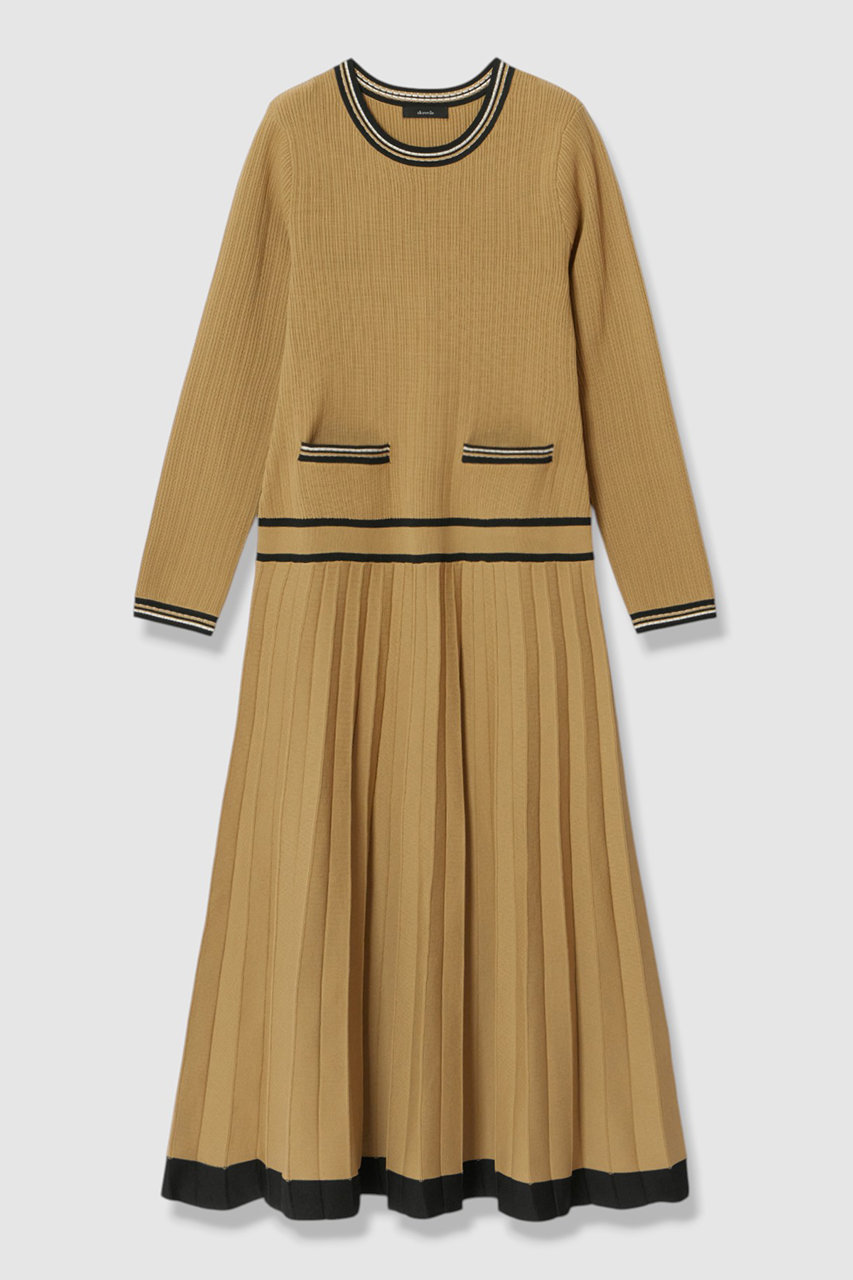 アルアバイル/allurevilleの【予約販売】ラインアクセントプリーツニットワンピース(ベージュ/20262014110-65-020)