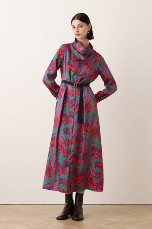 アルアバイル/allurevilleの【予約販売】ROSEプリントスカーフネックドレス(110500/110503)