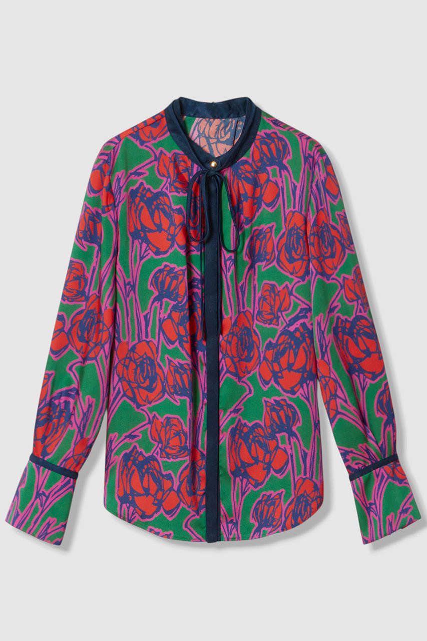 アルアバイル/allurevilleの【予約販売】ROSEプリント配色ボウブラウス(レッド系/20262013130-46-020)