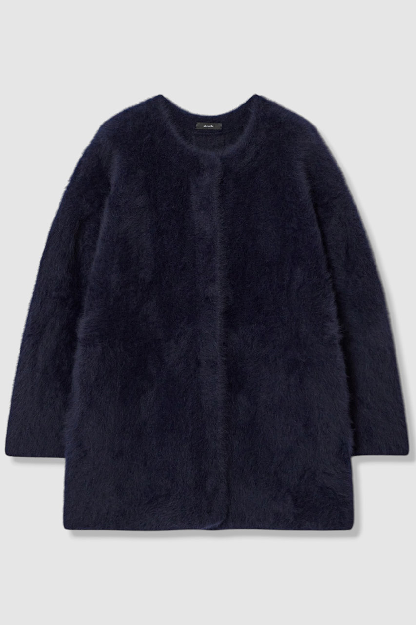 allureville カシミヤブレンドファー加工コート (ネイビー, 2) アルアバイル ELLE SHOP