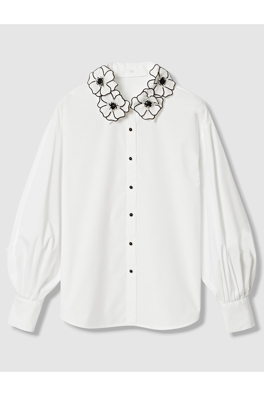allureville 【LOULOU WILLOUGHBY】コサージュ衿長袖シャツ (オフホワイト, 2) アルアバイル ELLE SHOP