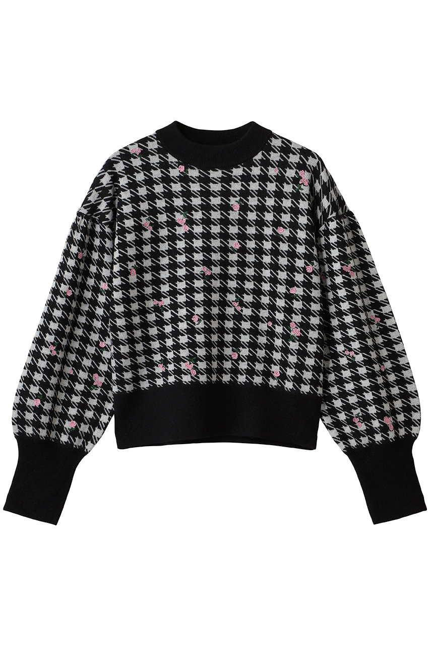 allureville 【LOULOU WILLOUGHBY】ジャガードプティローズプルオーバー (ブラック系, 2) アルアバイル ELLE SHOP