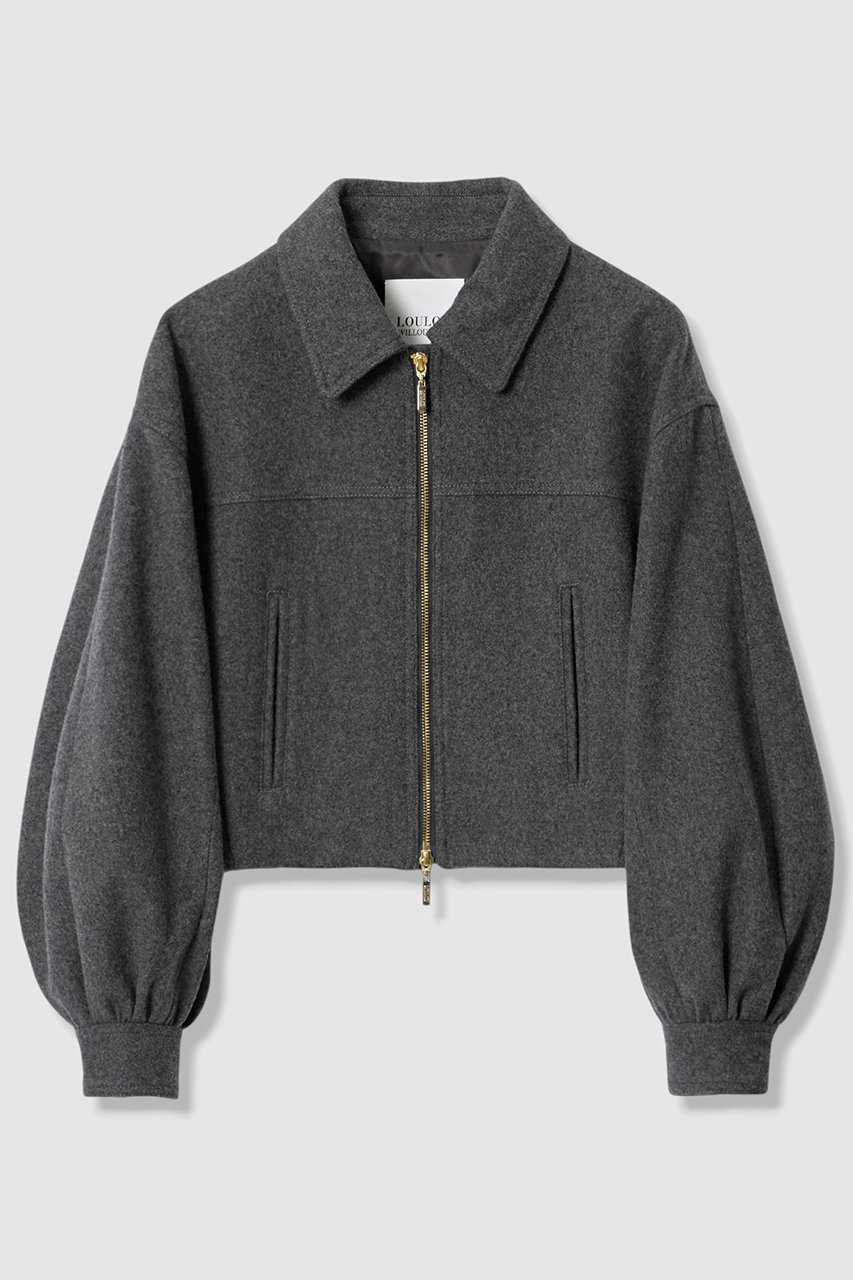 allureville 【LOULOU WILLOUGHBY】ステンカラーウールメルトンブルゾン (グレー, 2) アルアバイル ELLE SHOP