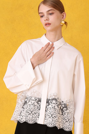 アルアバイル/allurevilleの【予約販売】【LOULOU WILLOUGHBY】レース切り替えシャツ(110400/110403)
