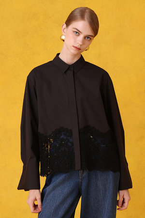 アルアバイル/allurevilleの【予約販売】【LOULOU WILLOUGHBY】レース切り替えシャツ(110400/110403)