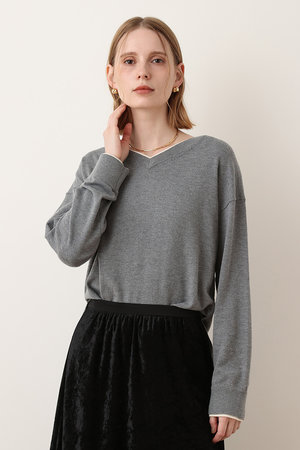 アルアバイル/allurevilleの【予約販売】バイカラーライン浅Vプルオーバー