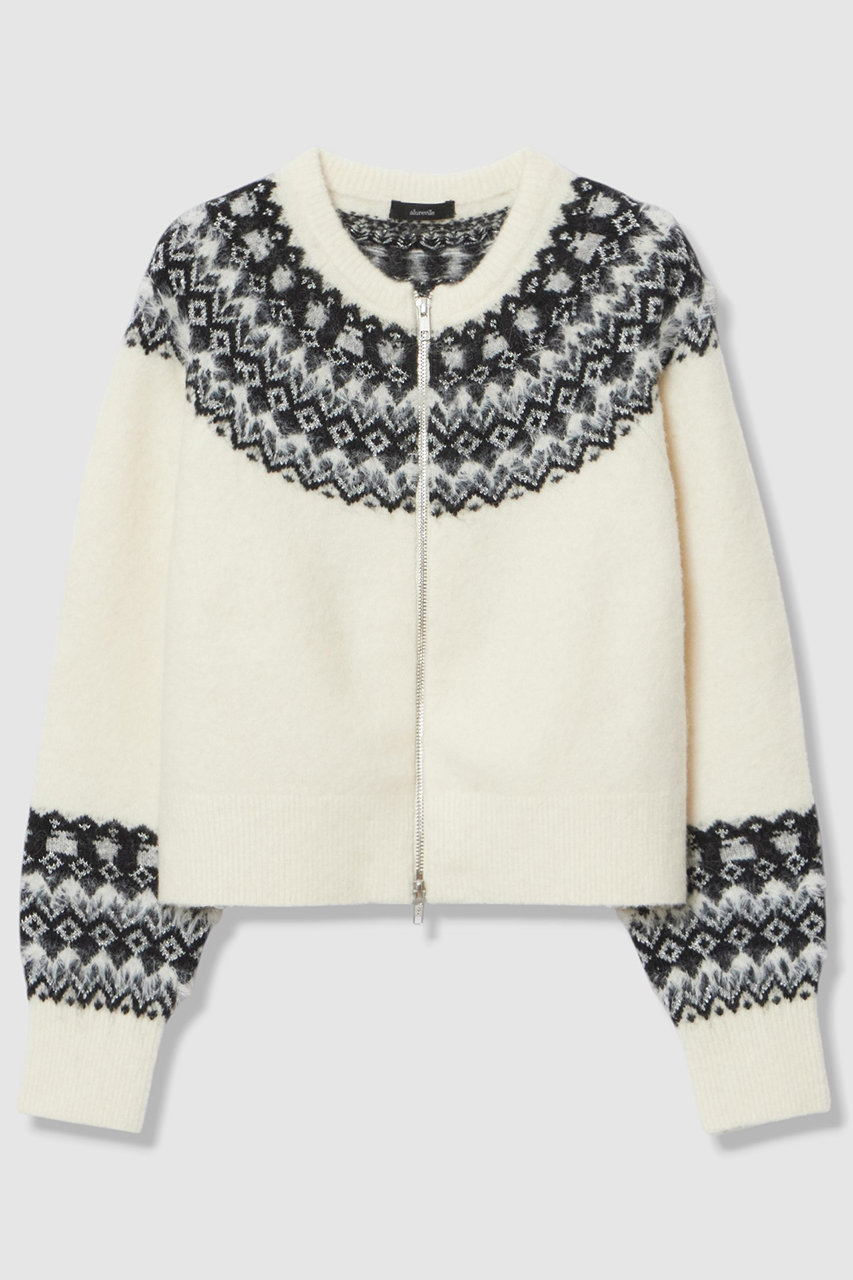 allureville パフュームノルディックニットブルゾン (ホワイト系, 2) アルアバイル ELLE SHOP