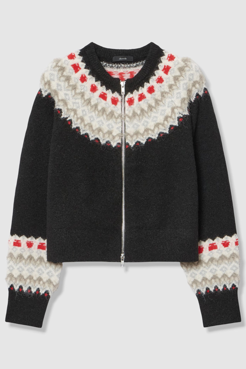 allureville パフュームノルディックニットブルゾン (ブラック系, 2) アルアバイル ELLE SHOP