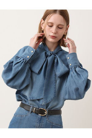 アルアバイル/allurevilleの【予約販売】デニムボウブラウス(110400/110403)