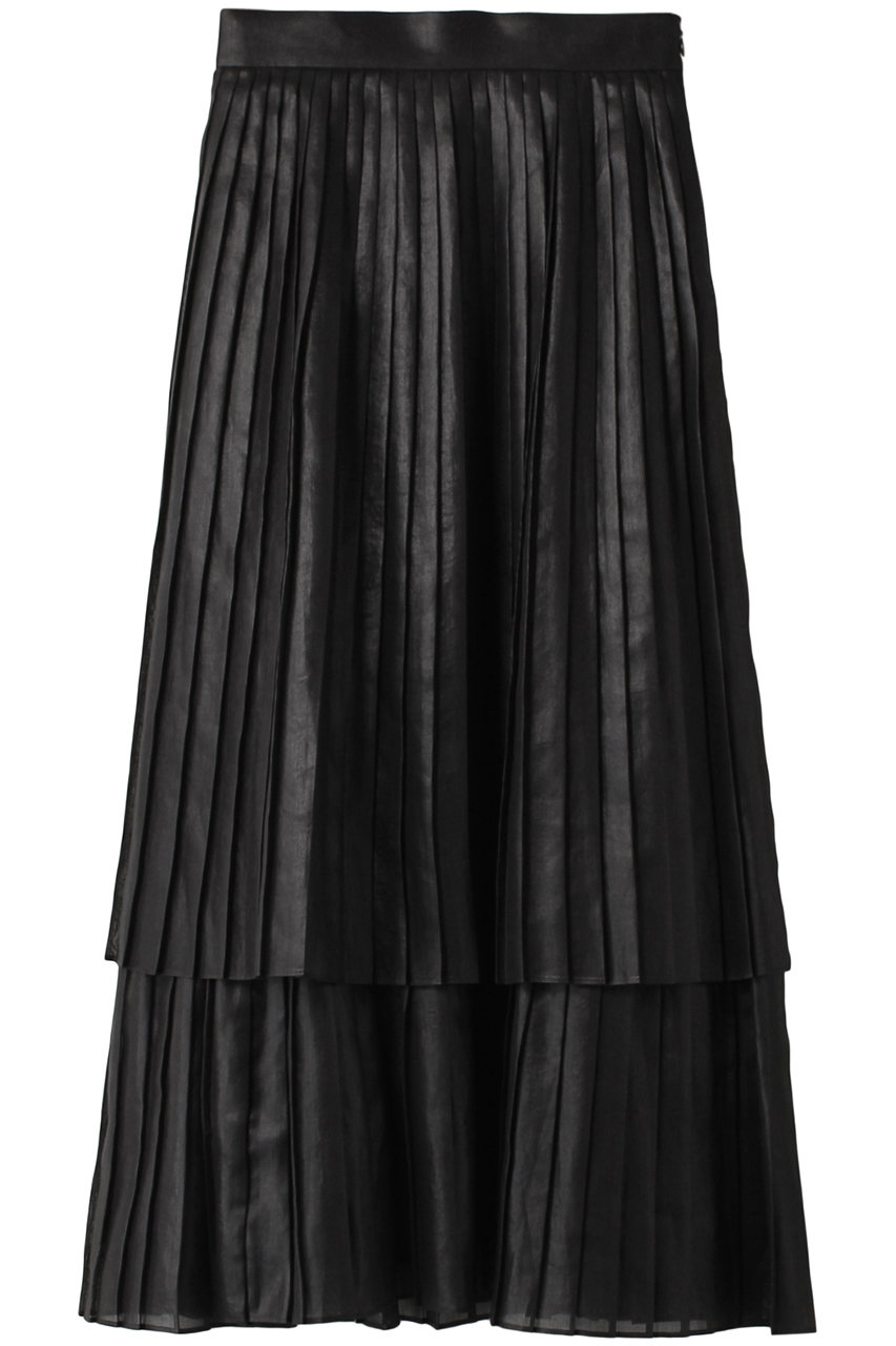 プルミエ アロンディスモン/1er Arrondissementのレザーライクオーガンジープリーツスカート(ブラック/B1023AFS022)