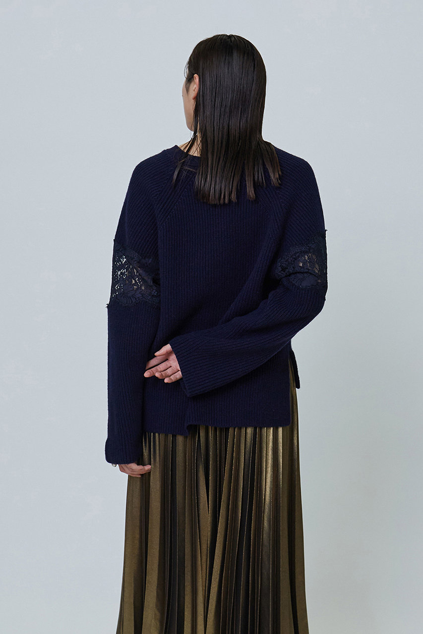 美品✨プルミエアロンディスモン リネン Vネック プルオーバー 長袖 グレー 畦リネンデザインVネックプルオーバー】｜1er Arrondissement