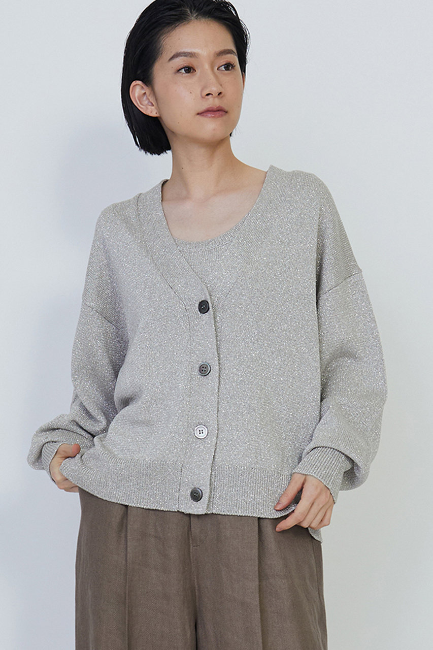 【1er プルミエアロンディスモン】ラクーンフォックスカーディガン　ライトグレー 1er プルミエアロンディスモン】ラクーンフォックスカーディガン