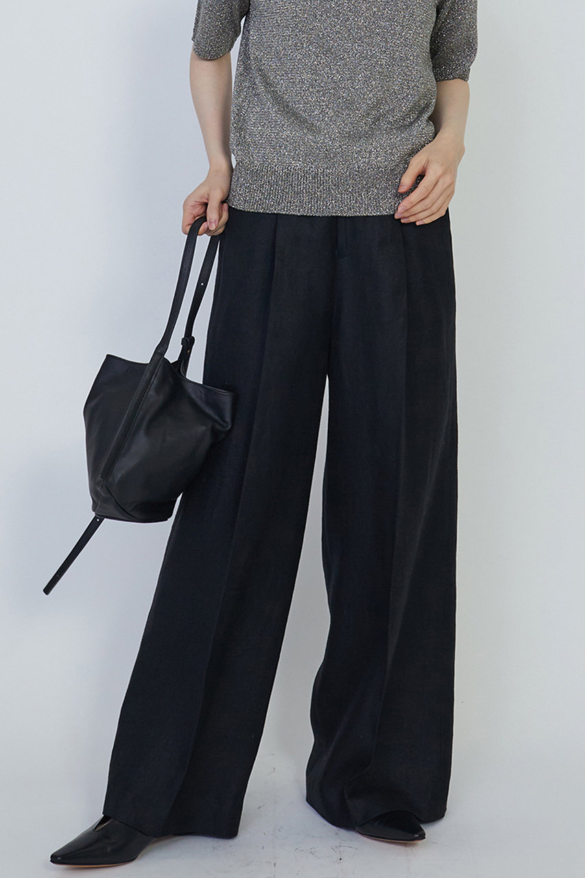 1er Arrondissement リネンツイルトラウザー (ブラック, 38) プルミエ アロンディスモン ELLE SHOP 1er Arrondissement リネンツイルトラウザー (ブラック, 38) プルミエ アロンディスモン ELLE SHOP