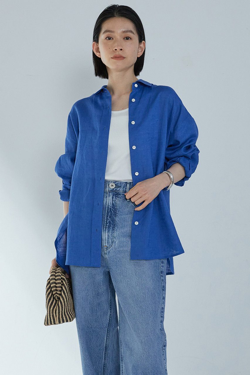 1er Arrondissement 60リネンシャツ (ブルー, 38) プルミエ アロンディスモン ELLE SHOP 1er Arrondissement 60リネンシャツ (ブルー, 38) プルミエ アロンディスモン ELLE SHOP