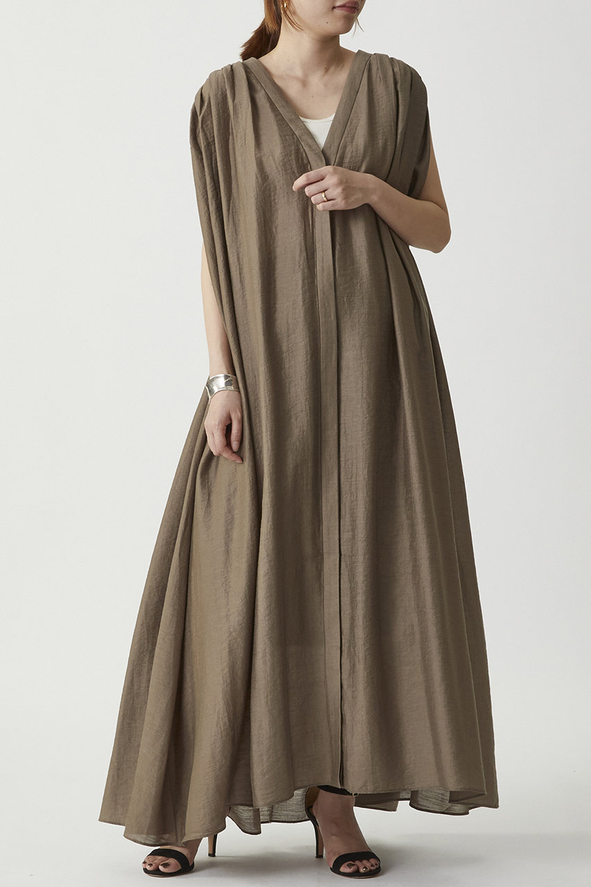 1er Arrondissement アセテートシアーリネンワンピース (モカ, 38) プルミエ アロンディスモン ELLE SHOP 1er Arrondissement アセテートシアーリネンワンピース (モカ, 38) プルミエ アロンディスモン ELLE SHOP