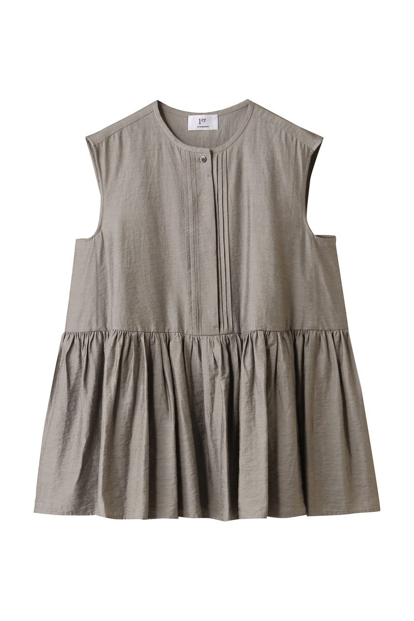 プルミエ アロンディスモン/1er Arrondissementのリネンレーヨンペプラムブラウス(グレージュ/B1053AFB161)