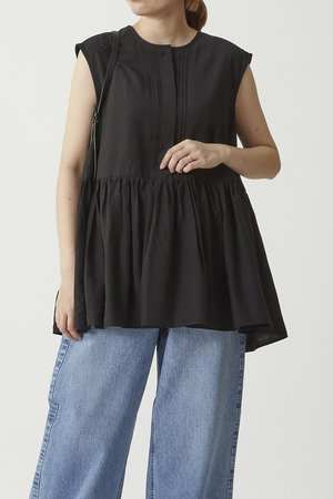 プルミエ アロンディスモン/1er Arrondissementのリネンレーヨンペプラムブラウス(110400/110401)