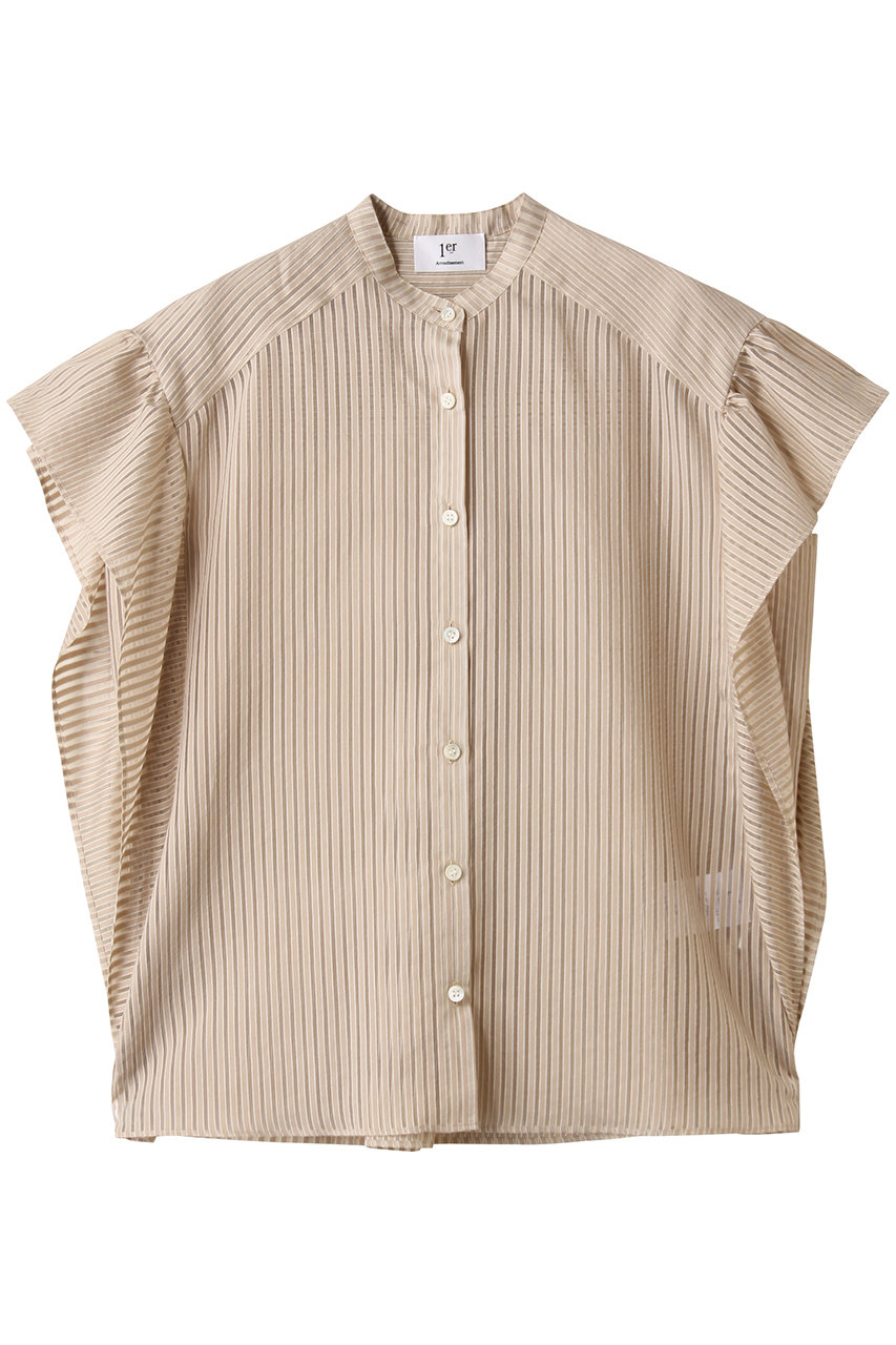 プルミエ アロンディスモン/1er Arrondissementのシアーストライプブラウス(ベージュ/B1053AFB013)