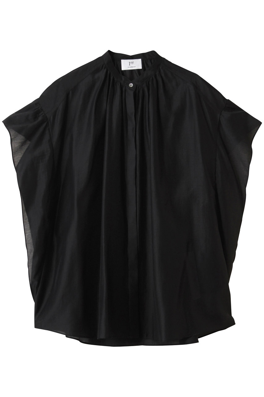 1er Arrondissement バンドカラーシアーブラウス (ブラック, 38) プルミエ アロンディスモン ELLE SHOP 1er Arrondissement バンドカラーシアーブラウス (ブラック, 38) プルミエ アロンディスモン ELLE SHOP