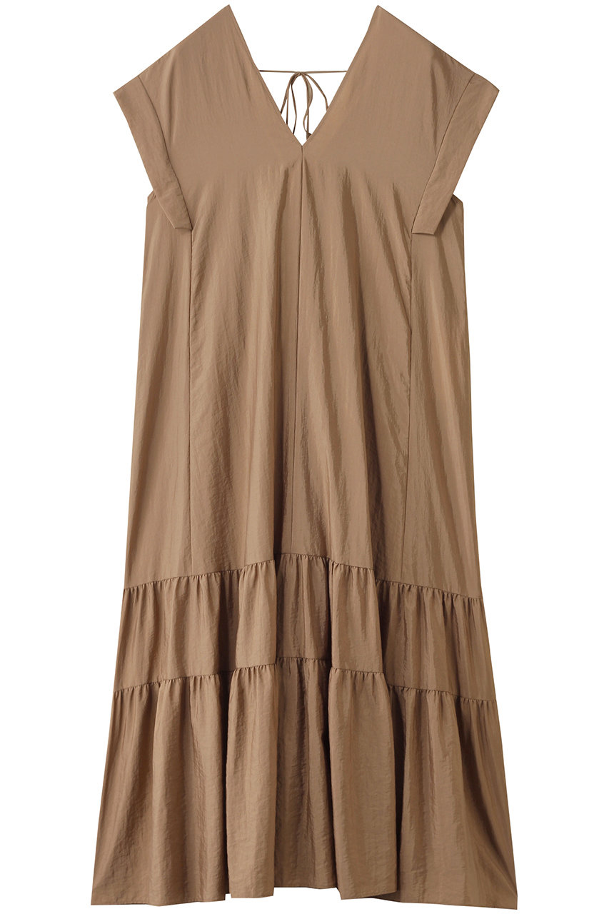 プルミエ アロンディスモン/1er Arrondissementのナイロンクロスティアードワンピース(キャメル/B1053AFA033)