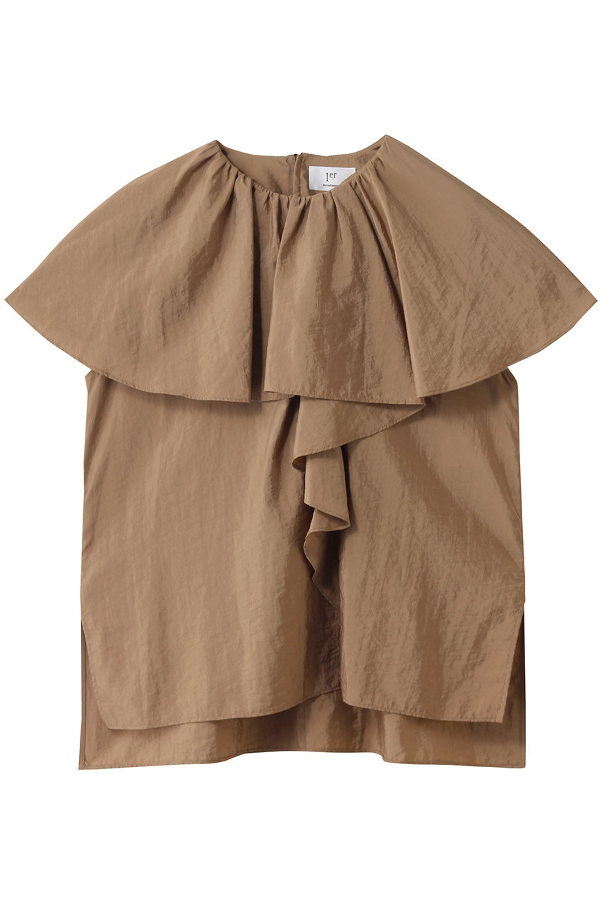 プルミエ アロンディスモン/1er Arrondissementのナイロンクロスケープカラーブラウス(キャメル/B1053AFB025)