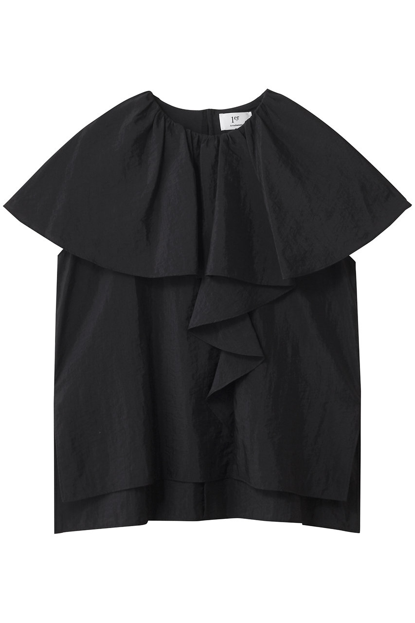 プルミエ アロンディスモン/1er Arrondissementのナイロンクロスケープカラーブラウス(ブラック/B1053AFB025)