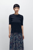 リブ5分袖Tシャツ