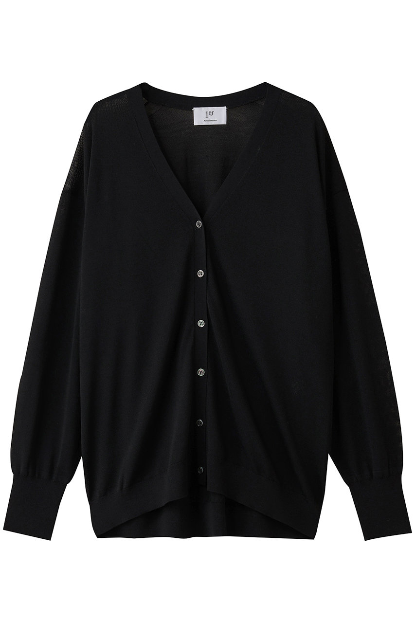 プルミエ アロンディスモン/1er Arrondissementのアセテートウールカーディガン(ブラック/B1054AKD406)
