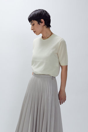 プルミエ アロンディスモン/1er Arrondissementのアセテートウールショートスリーブニット(110300/110301)