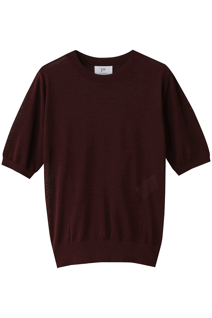 プルミエ アロンディスモン/1er Arrondissementのアセテートウールショートスリーブニット(ブラウン/B1054AKW405)