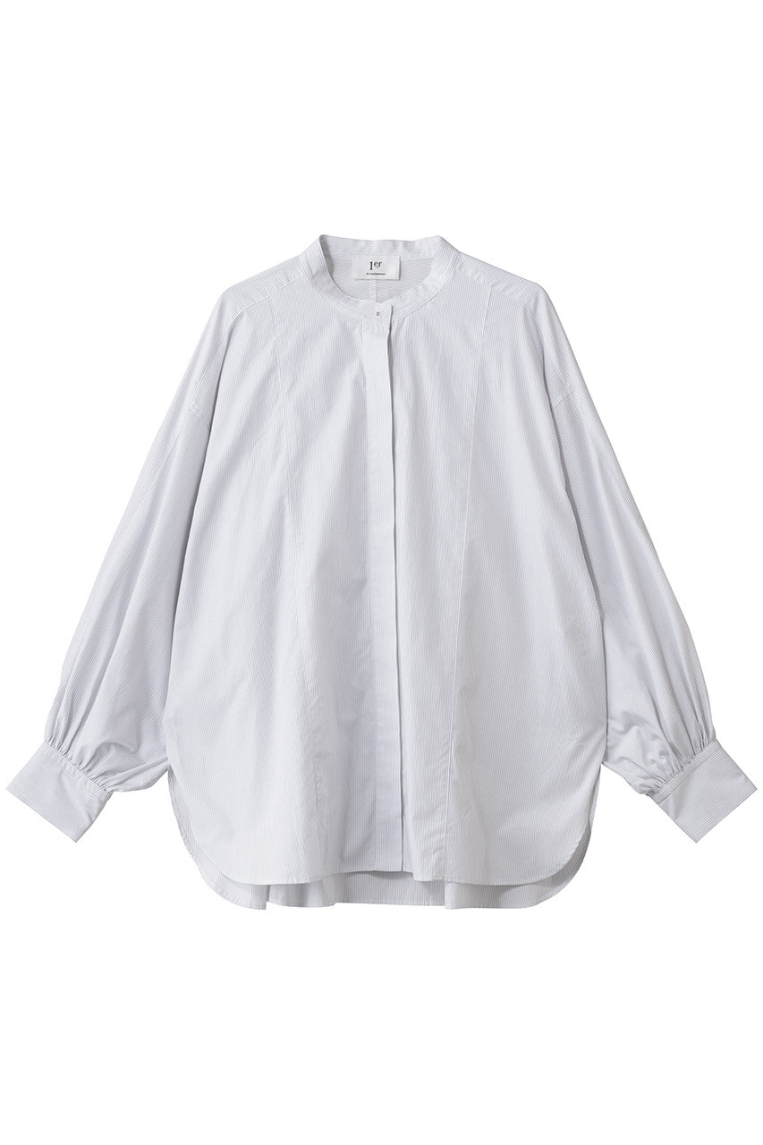 プルミエ アロンディスモン/1er Arrondissementのコットンポプリンバンドカラーシャツ(ストライプ/B1054AFB035)