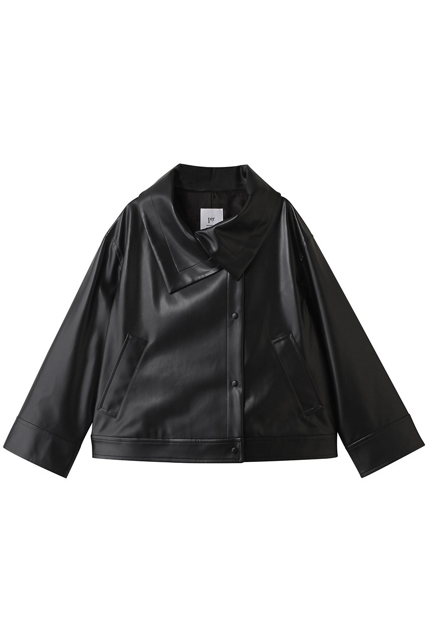 1er Arrondissement フェイクレザージャケット (ブラック, 38) プルミエ アロンディスモン ELLE SHOP 1er Arrondissement フェイクレザージャケット (ブラック, 38) プルミエ アロンディスモン ELLE SHOP