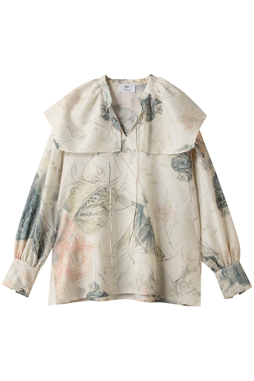 アートプリントスクエアカラーブラウス