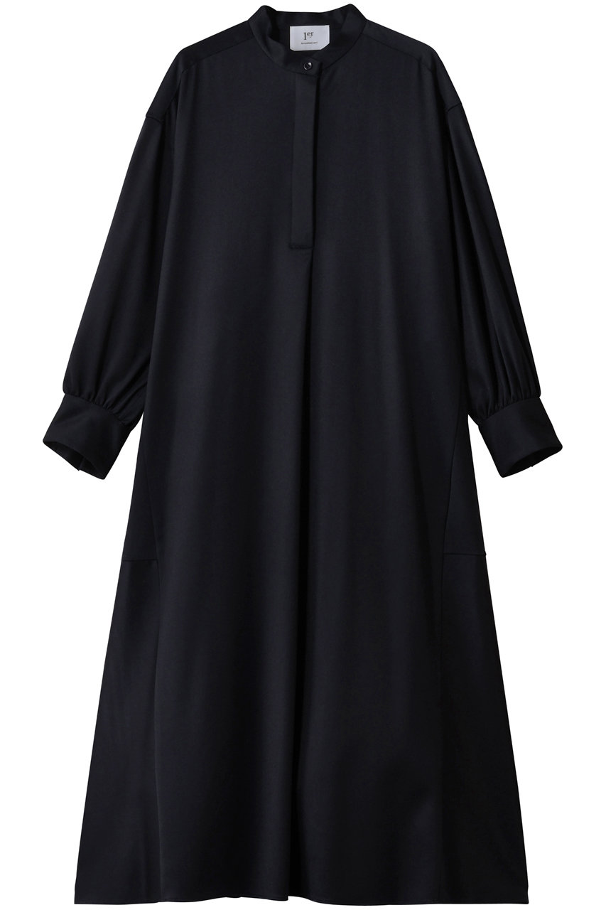 プルミエ アロンディスモン/1er Arrondissementのウールサテンシャツワンピース(ネイビー/B1054AFA049)