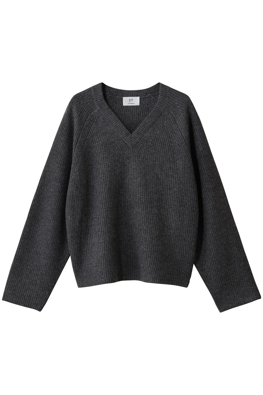 ウールナイロン畦Vネックプルオーバー