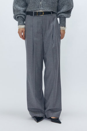 プルミエ アロンディスモン/1er Arrondissementのラメストライプテーパードパンツ(110600/110601)