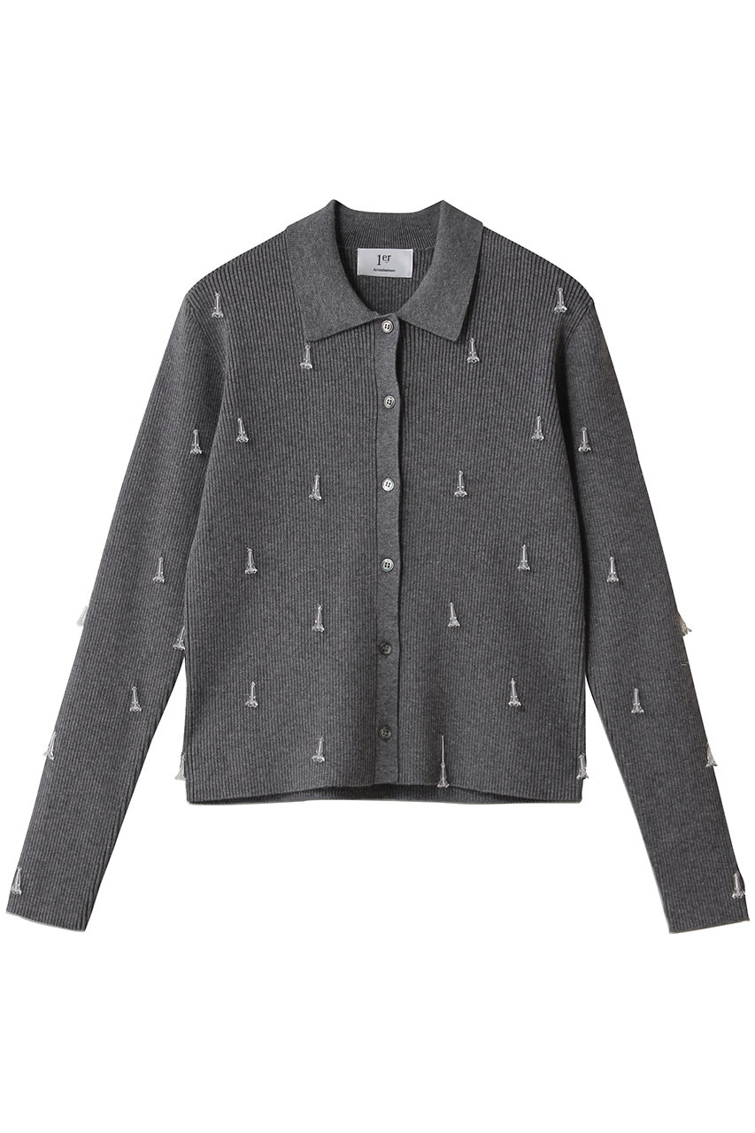 フラワービジューニットシャツ