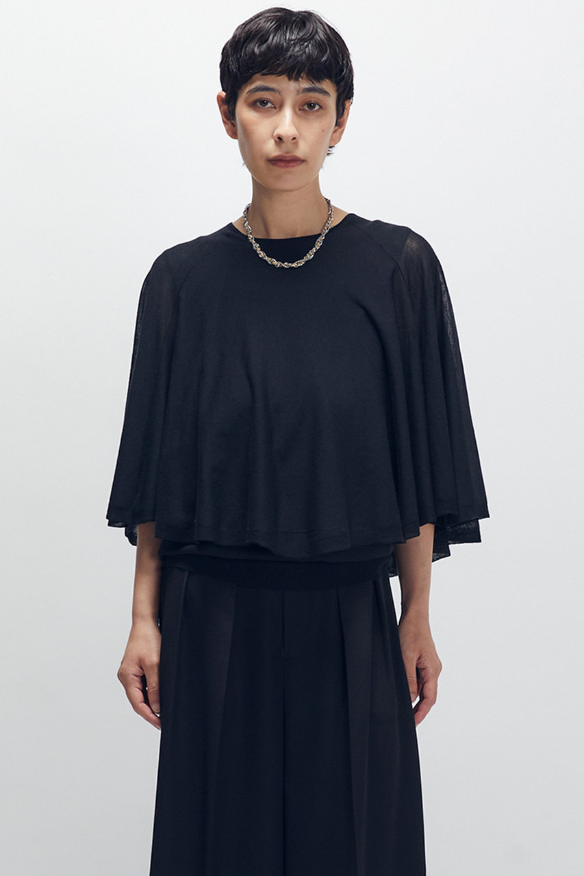1er Arrondissement ケープレイヤードニットプルオーバー (ブラック, F) プルミエ アロンディスモン ELLE SHOP 1er Arrondissement ケープレイヤードニットプルオーバー (ブラック, F) プルミエ アロンディスモン ELLE SHOP