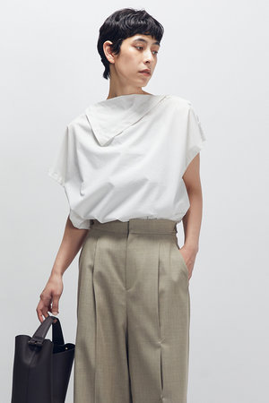 プルミエ アロンディスモン/1er Arrondissementのコットンポリエステルライトタフタブラウス(110400/110402)