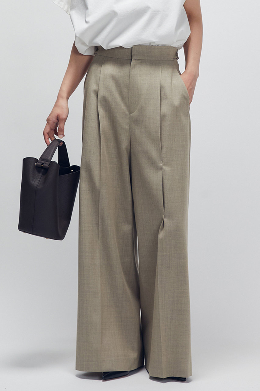 1er Arrondissement クリアーウールワイドトラウザー (ベージュ, 36) プルミエ アロンディスモン ELLE SHOP 1er Arrondissement クリアーウールワイドトラウザー (ベージュ, 36) プルミエ アロンディスモン ELLE SHOP