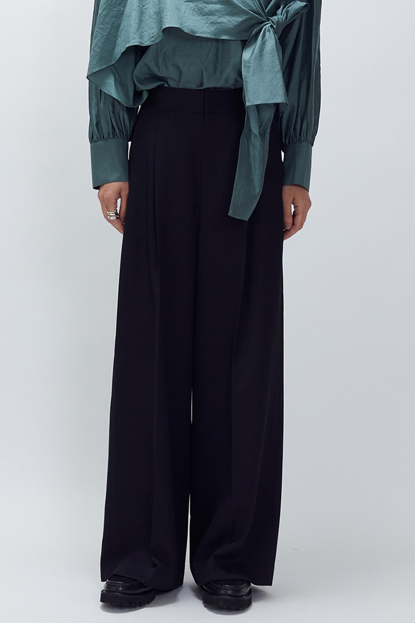 1er Arrondissement クリアーウールワイドトラウザー (ブラック, 36) プルミエ アロンディスモン ELLE SHOP 1er Arrondissement クリアーウールワイドトラウザー (ブラック, 36) プルミエ アロンディスモン ELLE SHOP