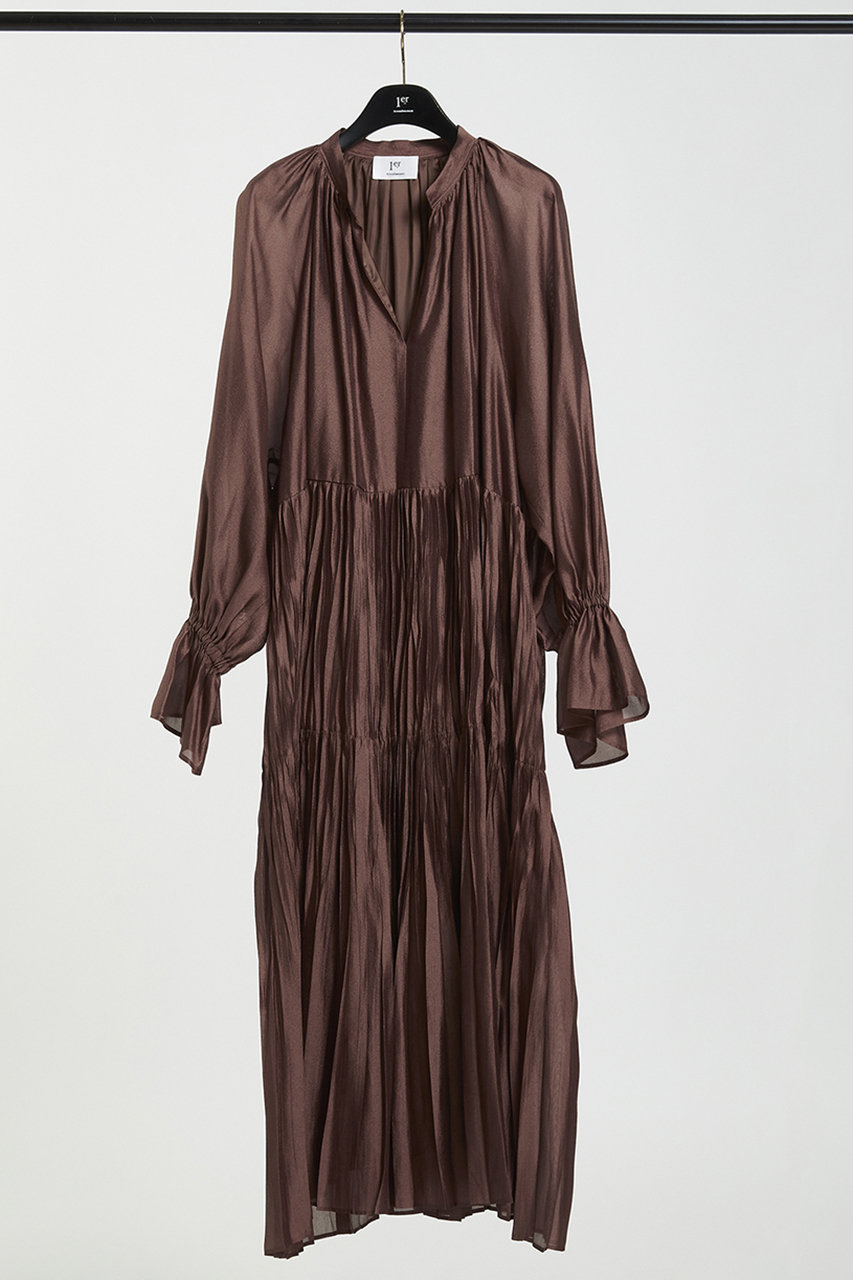 プルミエ アロンディスモン/1er Arrondissementのティアード手絞りプリーツワンピース(【WEB限定】ブラウン/B1054AFA080)