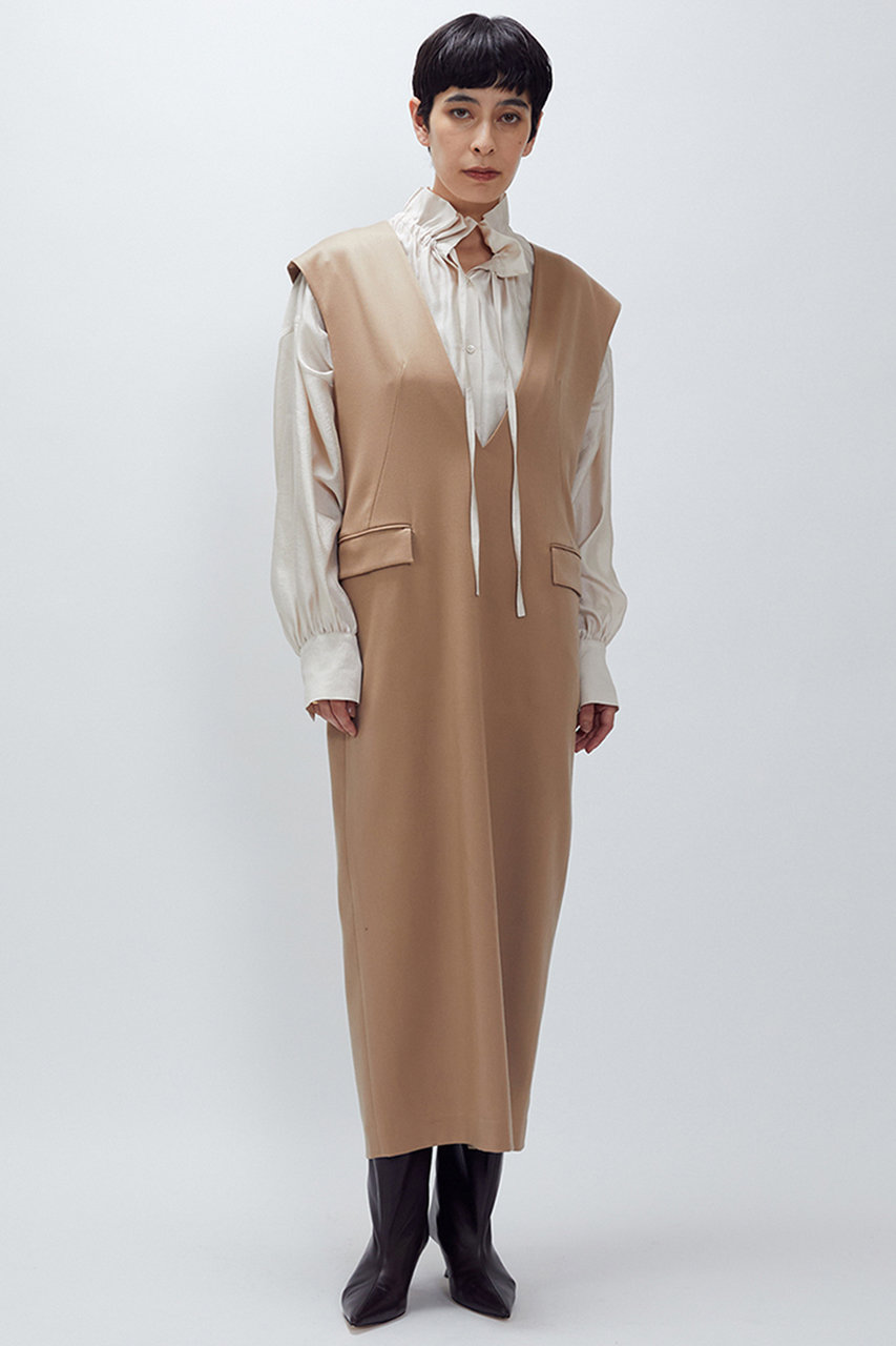 ウールサテンワンピース