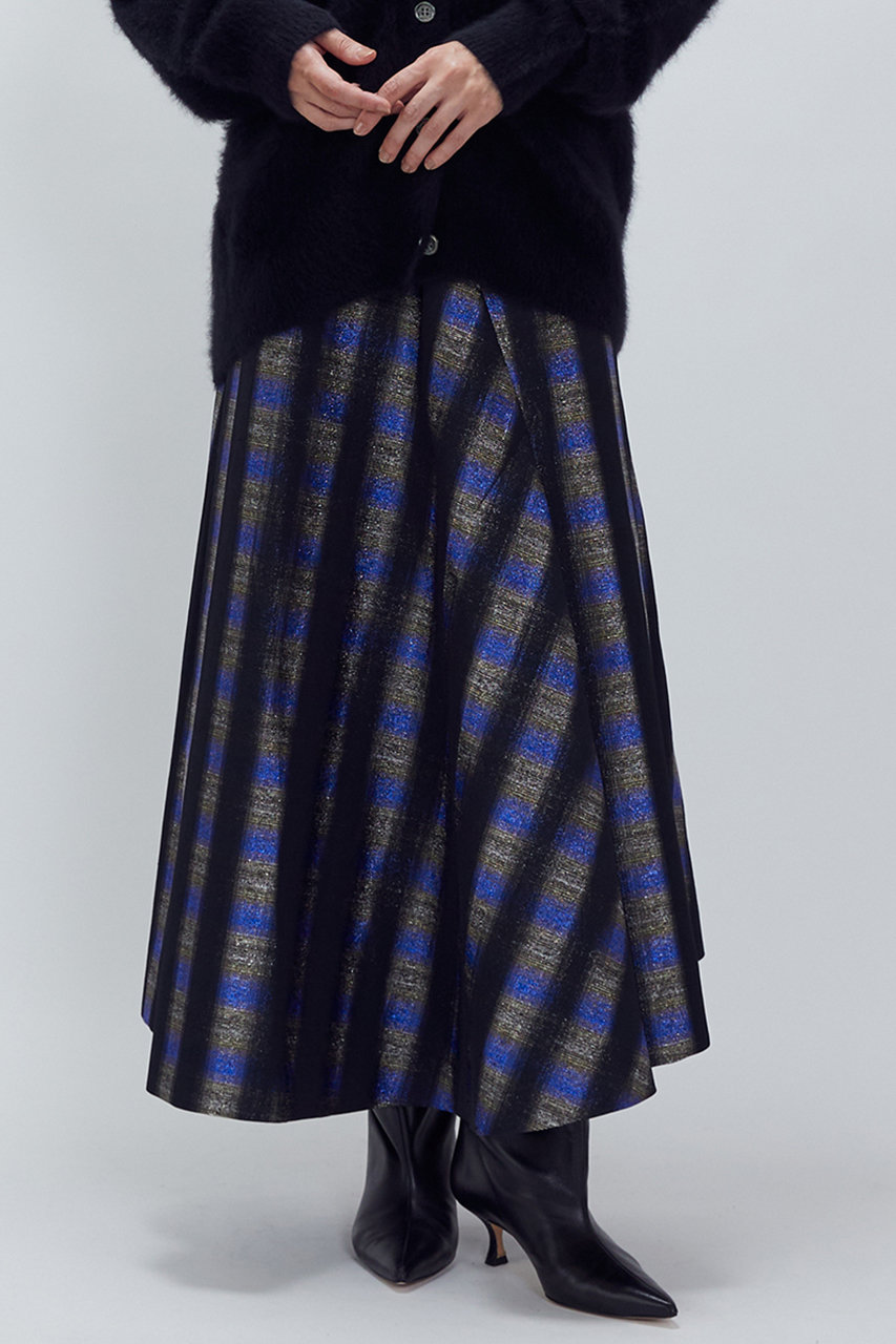 オンブレーチェックアシメフレアースカート