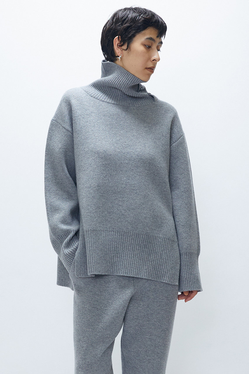 ウールカシミアダブルフェイスボトルネックニット