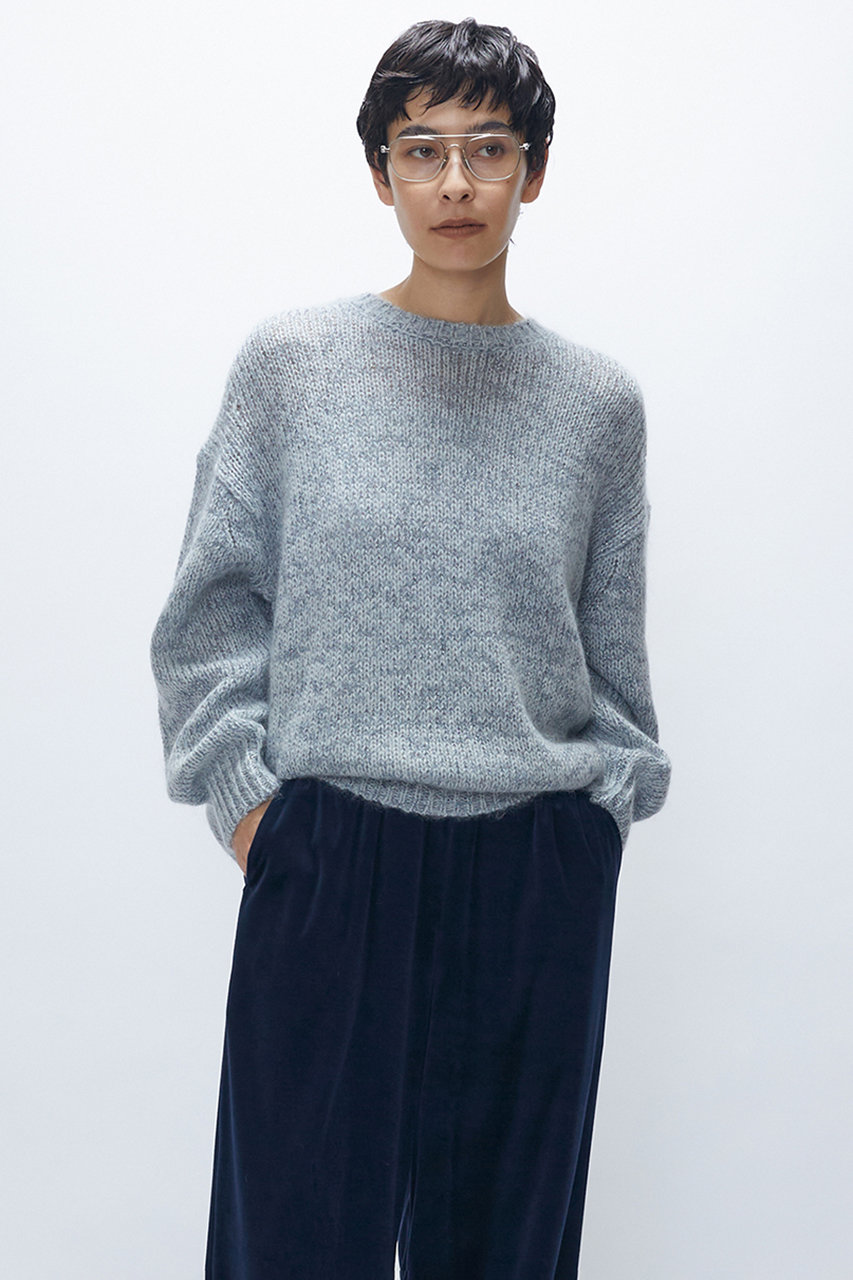 モヘアラメリリヤーンクルーネックニット